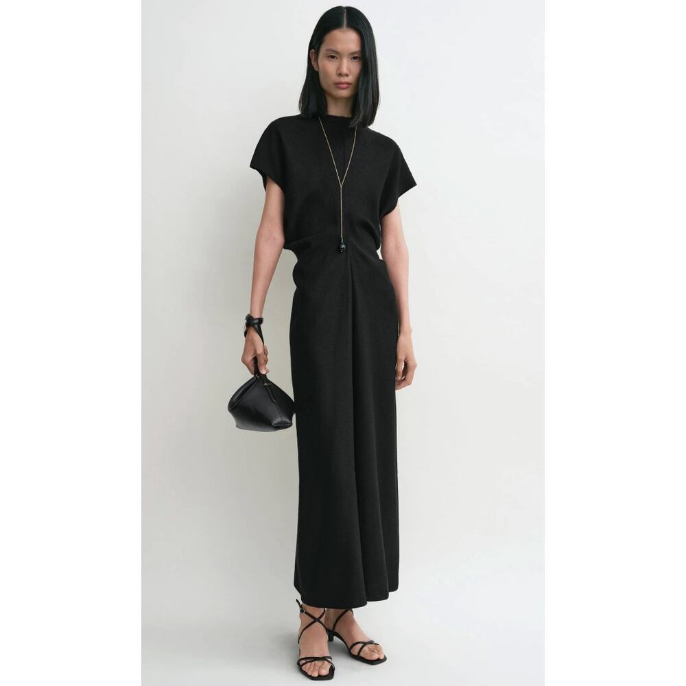 Toteme Slouch waist basketweave dress black